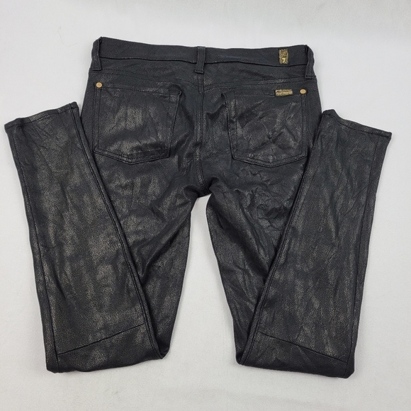 Seven for all Mankind pebbled/ reptile print  faux leather 5 pocket skinny pant - Picture 5 of 7